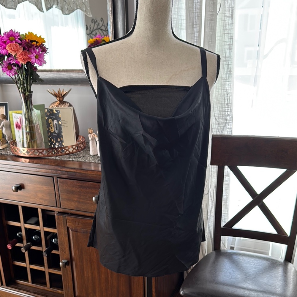 White House Black Market Black Fitted Asymmetrical Camisole